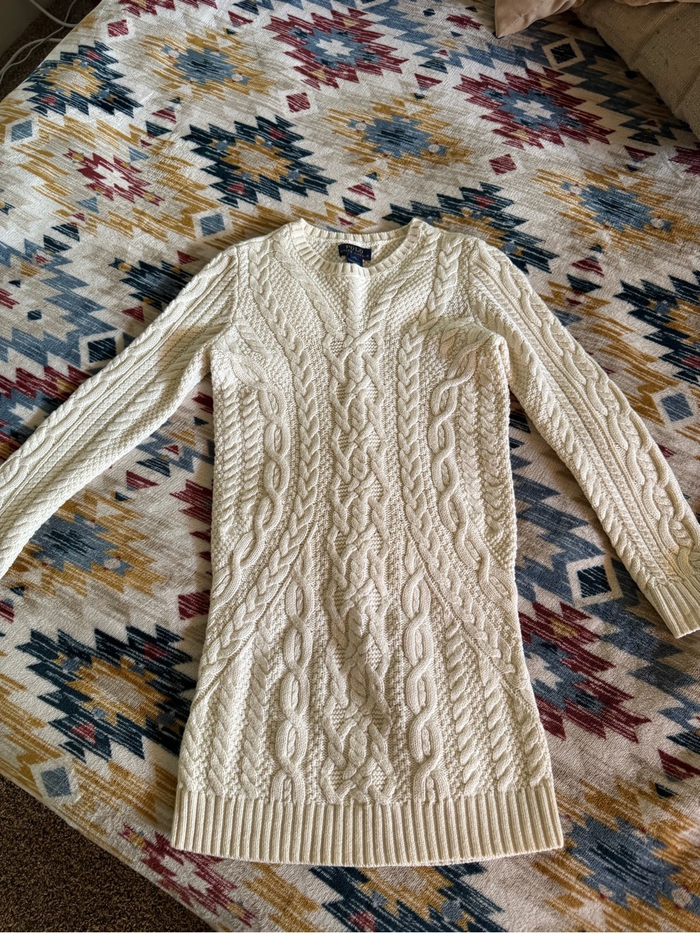 Polo by Ralph Lauren Cream Cable Knit Sweater Dress